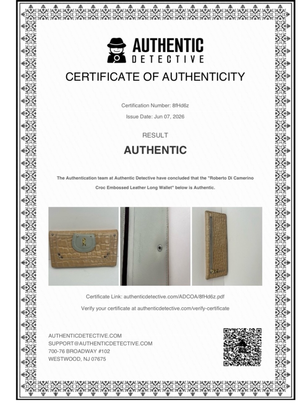 Vintage Roberta di Camerino Croc Embossed Wallet Beige Ivory RC Logo w/ COA - Picture 11 of 11